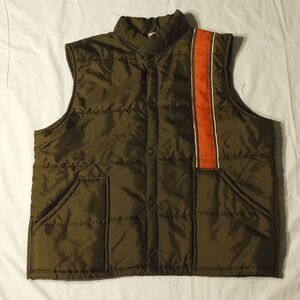Vintage Brown Swingster Winter Vest With Orange Stripe Men's XL